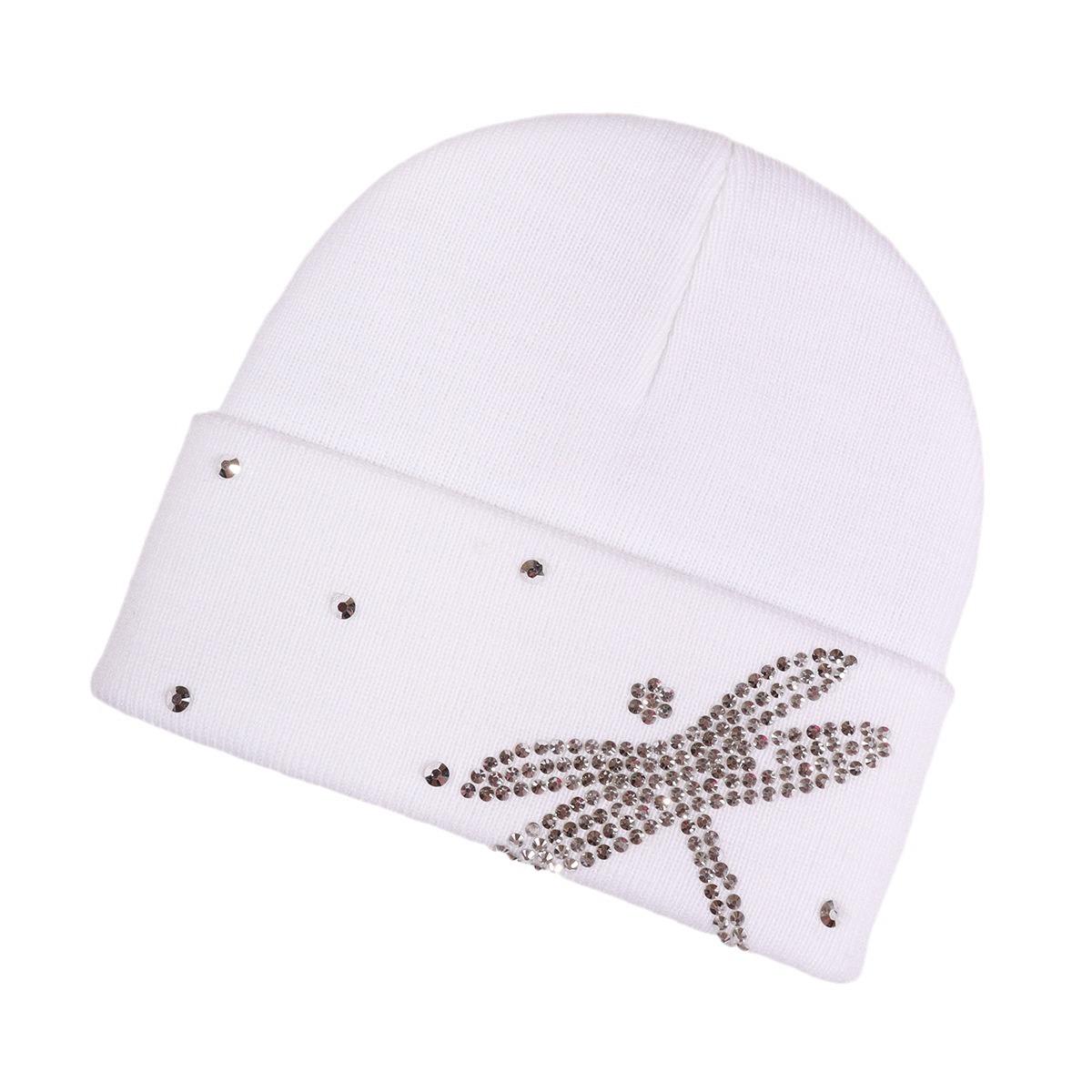 Chapéu unissex Dragonfly quente chapéu de malha com strass chapéu de malha festa outono e inverno_voghion.com