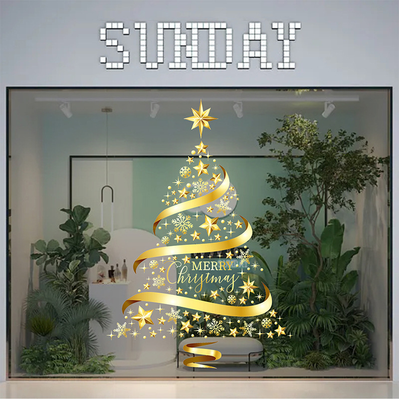メーカーの商品の供給源のクリスマスの新型の金色のクリスマスのボールのクリスマスツリーの静電気のガラスのショーウインドーの客間の寝室の壁は絵を貼ります。|undefined