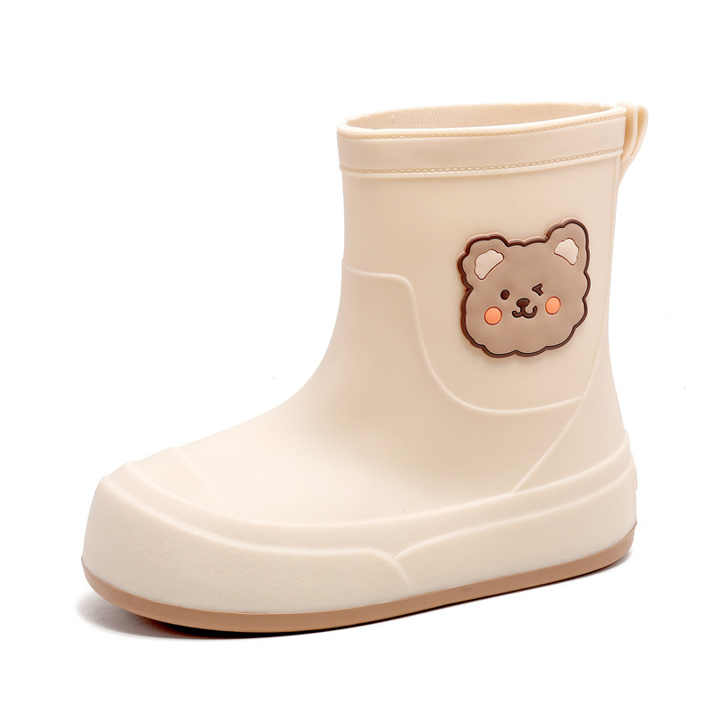 かわいいファッションの新しい雨靴の屋外の靴とベルベットの保温中筒防水雨靴熊の軽い雨靴|undefined