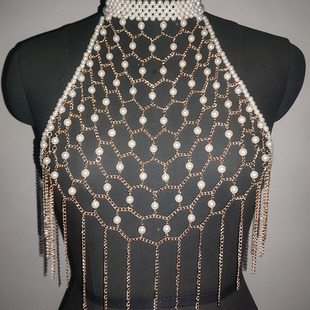 skl000098 European and American Style Handmade Beaded Necklace Slim Fit Tube Top Women's Clothing Accessories Body Chain pearl bra