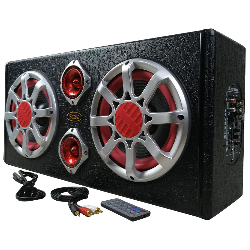 Eight-inch square dual-bass dual-treble car subwoofer remote control card Bluetooth 12V24V220V desktop audio