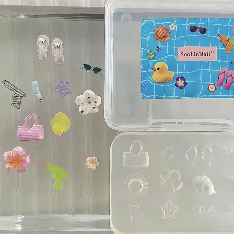 立体模具可爱鸭子拖鞋鸡蛋花硅胶美甲高透|undefined