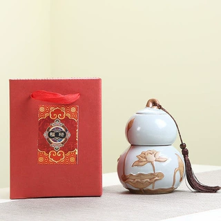 实用创意陶瓷葫芦茶叶罐LOGO批發寿宴乔迁婚宴回礼伴手礼小礼物