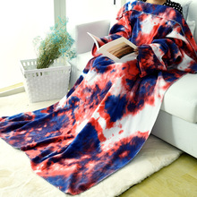 工厂供应创意法兰绒空调毛毯TV毯子双面绒袖毯懒人毯电视沙发毯