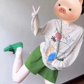 【源头厂家现货直发】涂鸦印花轻薄款夏季长袖T恤女防晒罩衫上衣