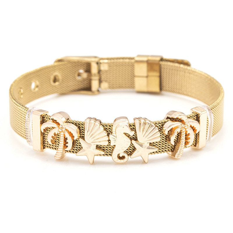 Watch Strap Classification Marine Style Coconut Tree Starfish Hippocampus Stainless Steel Plating Watch Strap