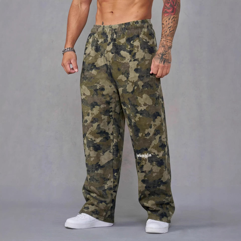 Youngla Men's Sports Pants Jogging Sports Muscle Fitness Embroidered Straight Casual Long Pants Sports Pants for Men