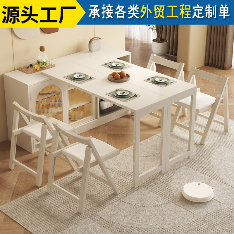 Solid Wood Folding Dining Table Sideboard Partition Integrated Modern Simple Bar Household Telescopic Dining Table Living Room Furniture
