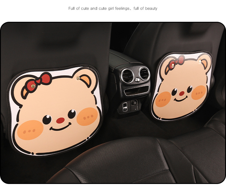 Women's Cute Cartoon Chair Back Anti-Kick Pad Car Seat Back Anti-Stain Pad Long Short Couple Bear