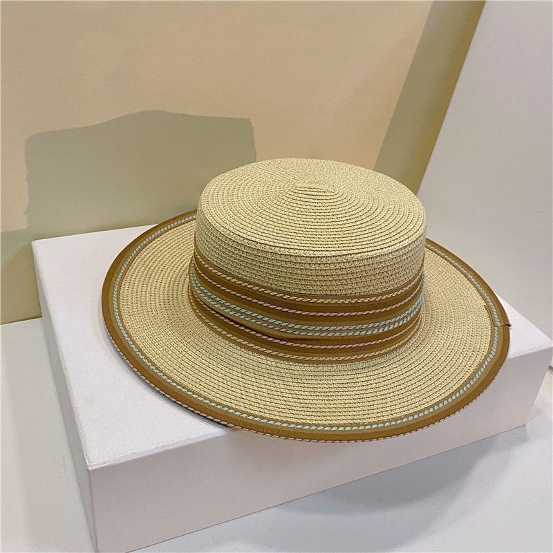 Unisex Ethnic Style Solid Color Flat Eaves Straw Hat display picture 7