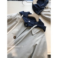 满分的大牌感~老钱风调性！复古撞色双面穿连帽风衣中长款外套