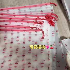 旅行便携式鞋子收纳袋樱桃鞋套防尘袋透明抽绳束口袋防水分装袋子