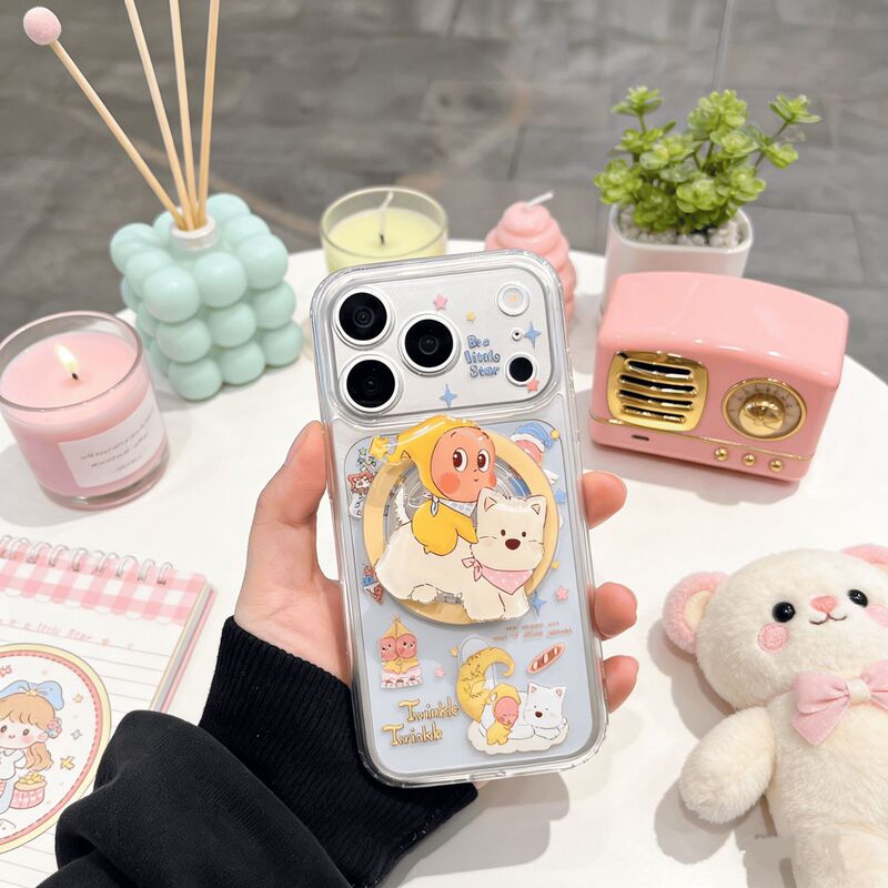 Suitable for Iphone17 Puppy Doll Magnetic Holder 16Promax Stand 15 Apple 14 Cartoon 13 New Mobile Phone Case