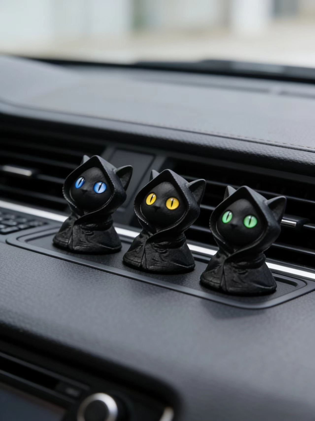 Super Cute Cat Car Ornaments, High-Quality Dark Night Black Cat Decorations for Car Dashboard and Rear