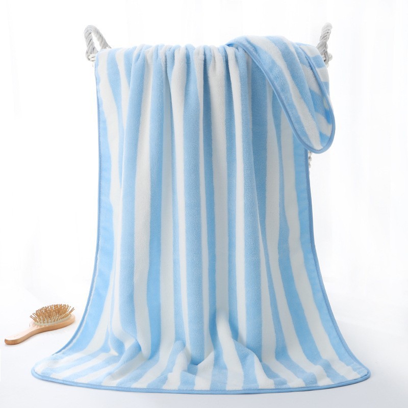 Toalla de baño absorbente extra grande casa de baños para adultos Toalla grande a rayas suave y cómoda Toalla de playa multicolor de terciopelo coral