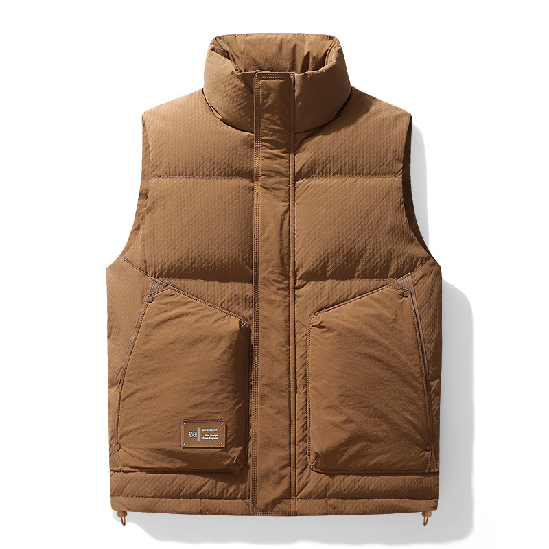 High-end suelto chaleco blanco de color sólido chaleco caliente hombro chaleco de plumón personalizado ropa de trabajo marca de moda hombre image 6