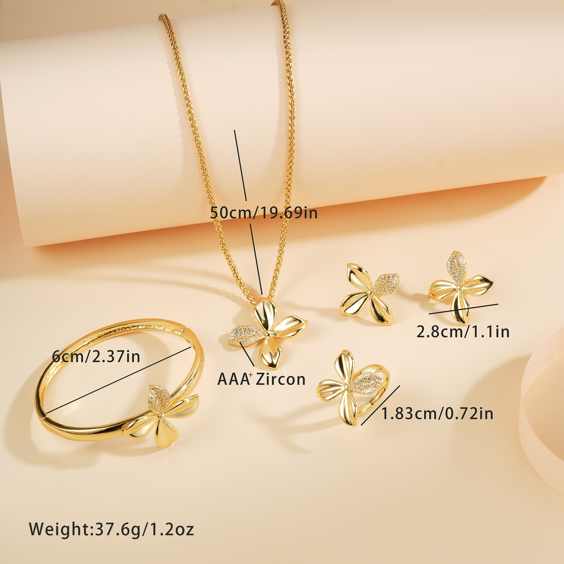 Juegos de joyería de moda con diamantes de cuatro hojas pulsera anillo pendientes colgante collar accesorios de regalo de banquete set de cuatro piezas
