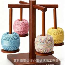 跨境木质毛线线轴架桌面纱线毛线底座手工DIY毛线磁吸收纳毛线座