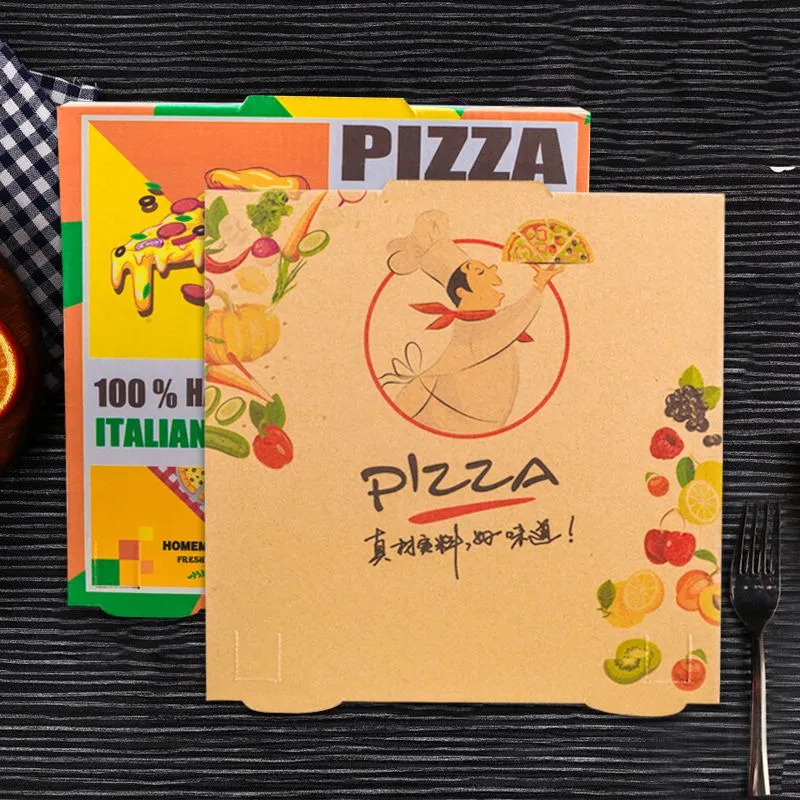 Caja de pizza Caja de embalaje de alimentos Caja de pizza comercial Caja vacía para llevar Caja kraft Caja de avión colorida Caja al por mayor