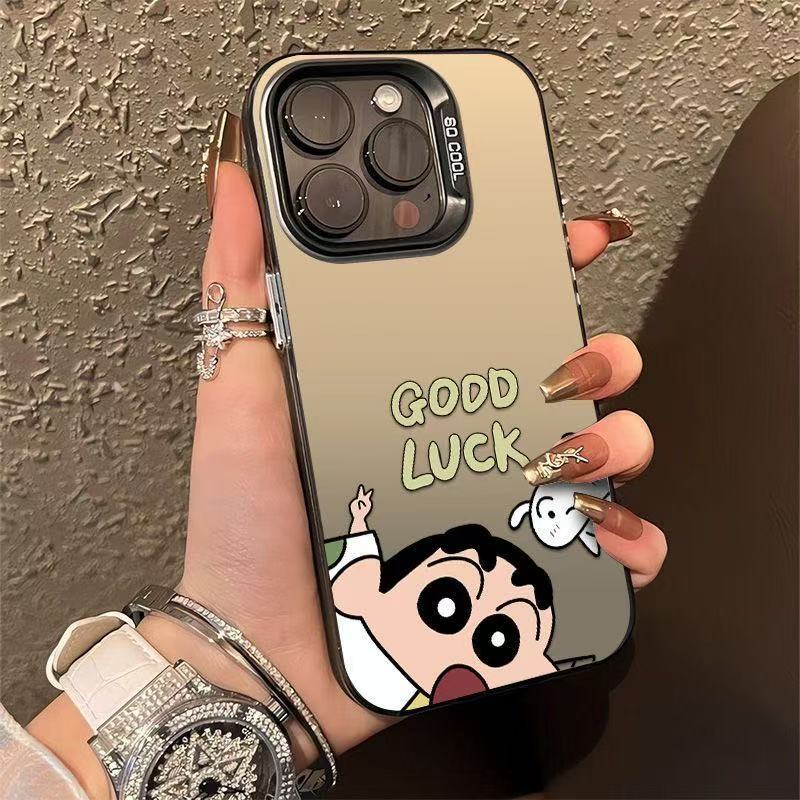 Funda para Teléfono Good Luck Xiaoxin Compatible con Apple 17 Promax, iPhone 15/14, Estilo Ins, Texto 13, Galvanoplastia 16, 12