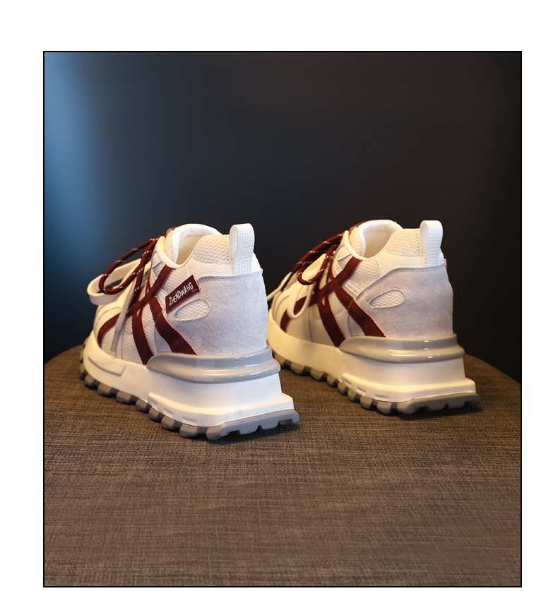 Giày sneaker nữ đế dày tăng chiều cao 9cm mặt lưới phong cách Forrest Gump — màu be chi tiết 19