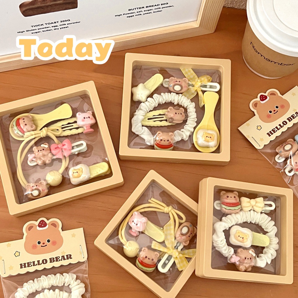 Nueva serie de adorables joyas para el cabello combinación de chicas dulces cabello fruncado clip de cabello elástico anillo de cabello al por mayor