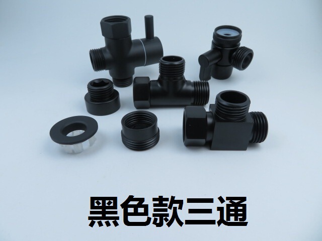 Faucet water separator with Union tee 4 points to 6 points adapter one in and two out diverter Black