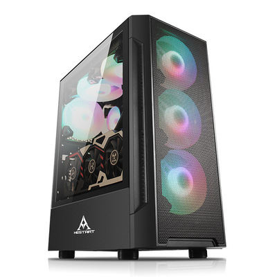 銳龍T2電腦機箱 豎裝顯卡寬體台式主機箱 側透鋼化 atx大板 批發