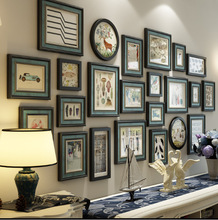 ♡批发复古照片墙实木相框墙组合客厅免打孔装饰画框挂墙美式做