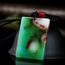 新疆戈壁金丝玉彩玉鸡血玉平安无事牌吊坠七彩玉无字意境牌挂件坠