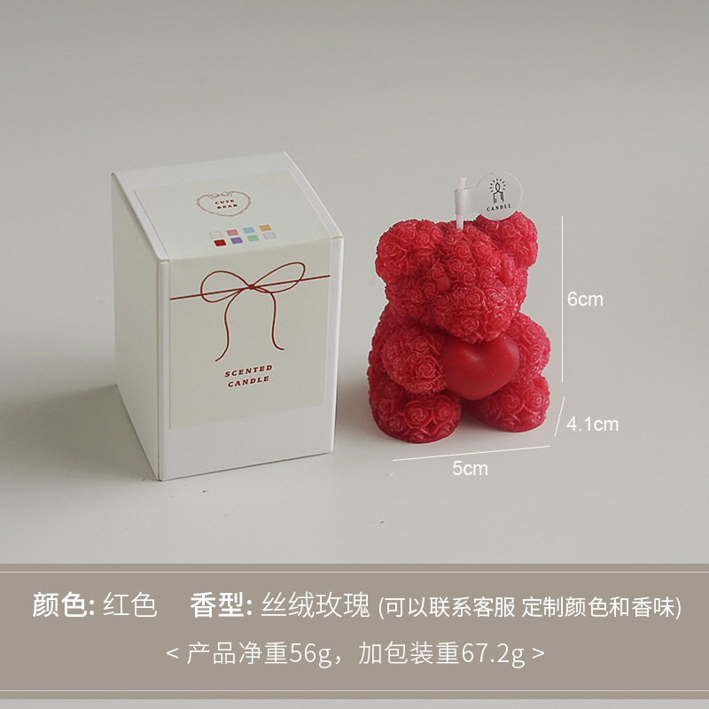 ☻ rosa, oso, incienso, vela Roja (aroma: rosa de terciopelo)