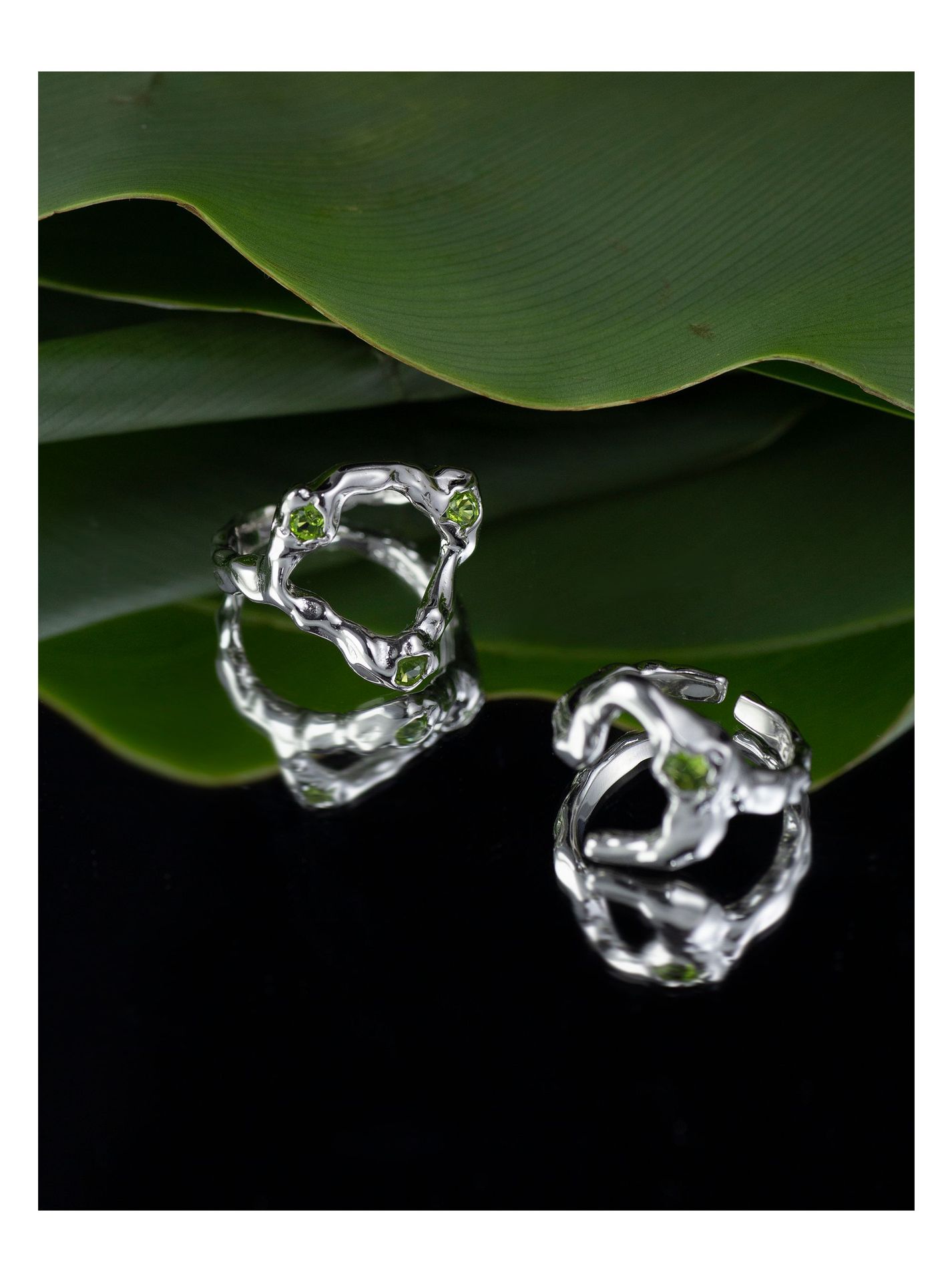 INS Style Geometric Copper Plating Zircon Rings 1 Piece