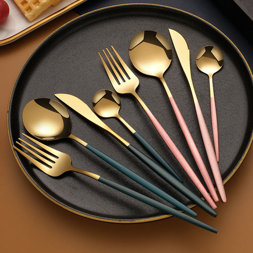 Nordic ins Portuguese stainless steel knife, fork and spoon four-piece set of Western tableware steak knife, fork, spoon and chopsticks set wholesale