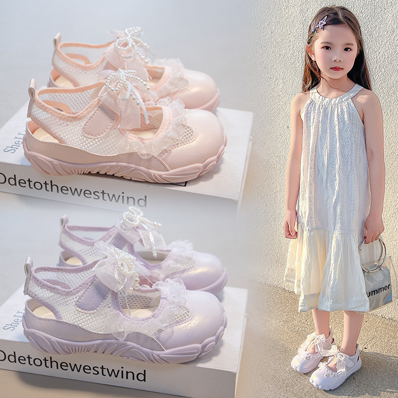 Sandálias princesa de niñas 2026 verano para niños zapatos de playa huecos zapatos casuales de moda para niños mayores