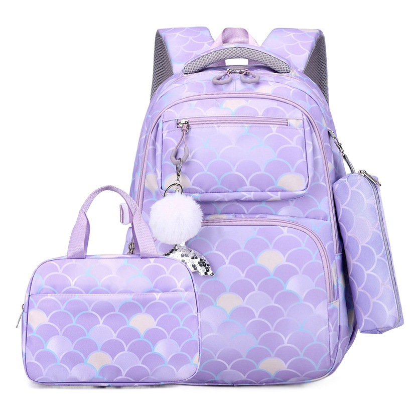 Amazon impresión estudiante de la escuela primaria mochila niños mochila carga-reducción impermeable de las mujeres de tres piezas mochila al por mayor