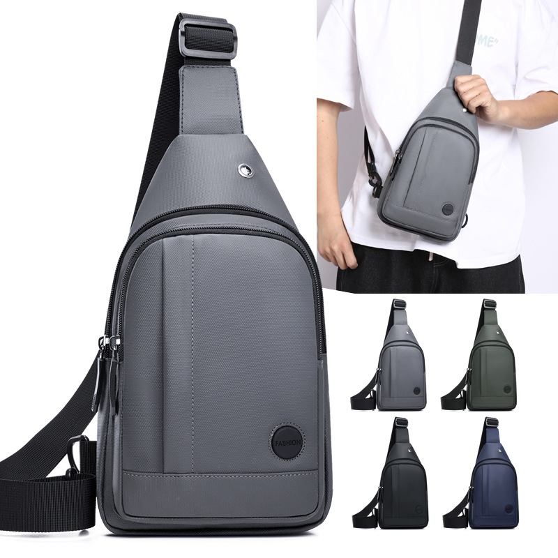 New Men's Waterproof Nylon Chest Bag Simple Fashionable Chest Bag Large Capacity Multi-layer Crossbody Bag Casual Shoulder Bag