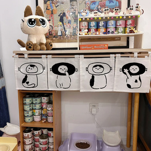 Combined Household Hand-painted Cartoon Fun Cloth Curtain for Kitchen and Study Decoration Hanging Curtain Dust-proof Cloth Ring Partition Half Curtain
