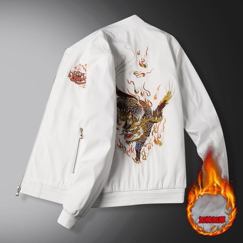 秋季新款棒球服麒麟刺绣国潮外套男潮牌夹克棒球领飞行服潮流百搭|undefined