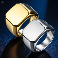 欧美男士戒指 现货四方实心光面钛钢指环 可刻LOGO不锈钢戒指饰品