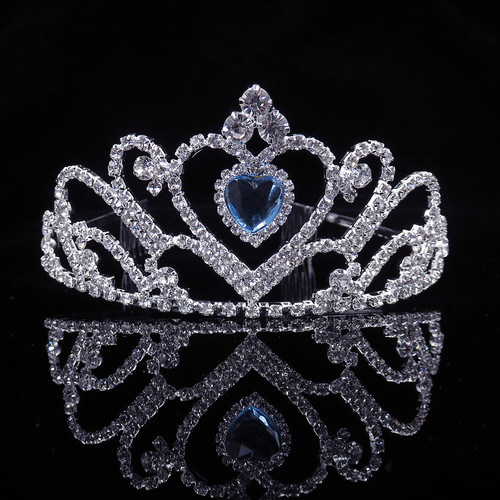 New peach heart colorful love crown bridal jewelry claw chain rhinestone tiara accessories performance wedding dress