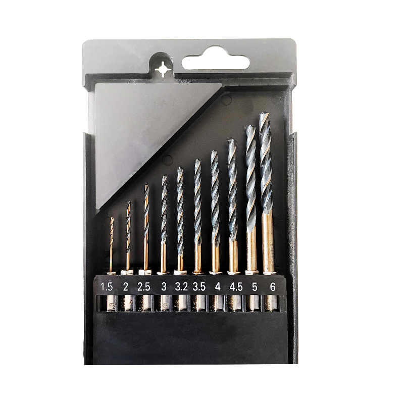 Broca de acero inoxidable de mango hexagonal de 13 piezas 4341 Broca helicoidal de dos colores negra y amarilla de acero de alta velocidad 1.5-6.5 Juego