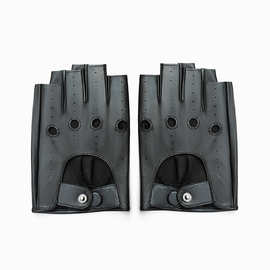 真皮手套男无夹里手套运动系列开车骑行户外运动透气保暖半指手套