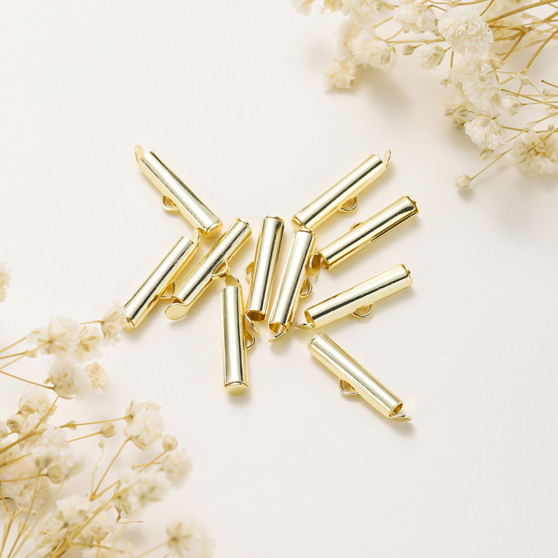 DIY Accessories Color-preserving Real Gold Sliding Pipe Buckle Buckle Tassel Connection Sliding Pipe Clip Earrings Sliding Rail Barrel Tail Chain DIY Accessories Color-preserving Real Gold Sliding Pipe Buckle Buckle Tassel Connection Sliding Pipe Clip Earrings Sliding Rail Barrel Tail Chain