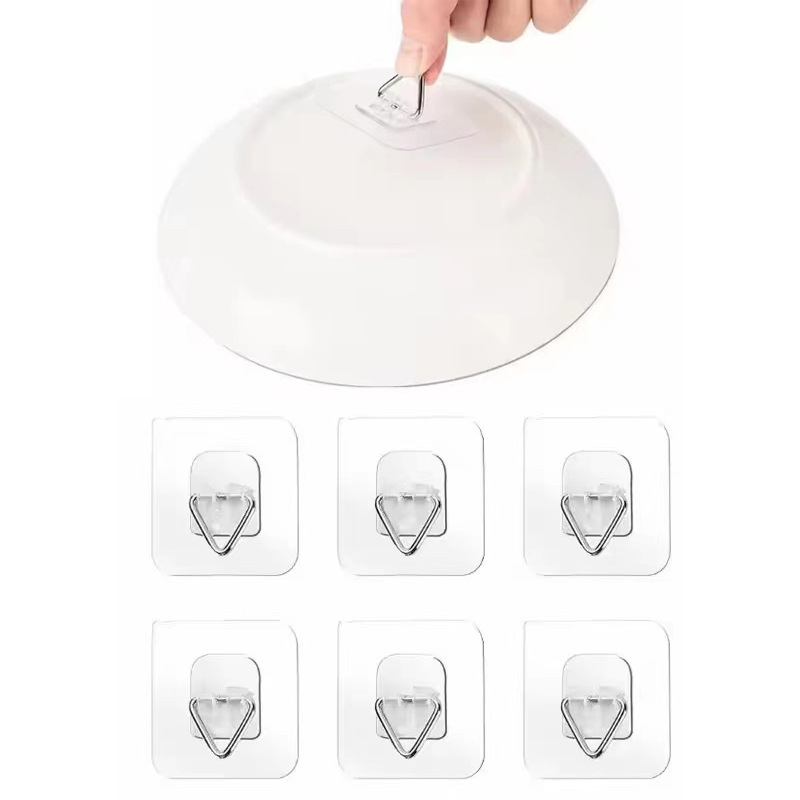 Strong Adhesive No-Drill Plate Hooks for Home Use, Multifunctional Traceless Hanging Tool, Square and Round Hooks Strong Adhesive No-Drill Plate Hooks for Home Use, Multifunctional Traceless Hanging Tool, Square and Round Hooks
