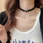 脖子choker黑色皮质锁骨链