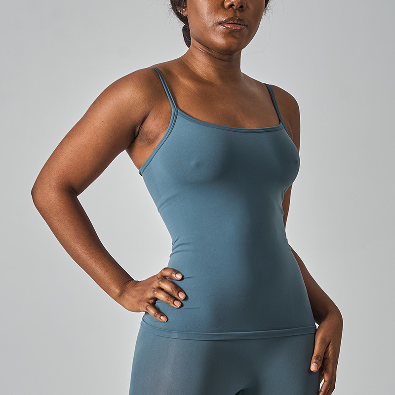 Cross-border European and American Explosions Seamless Spice Girls' Camisole Women's Solid Color Bottoming Outer Wear Simple Double-layer Tight Body Beauty