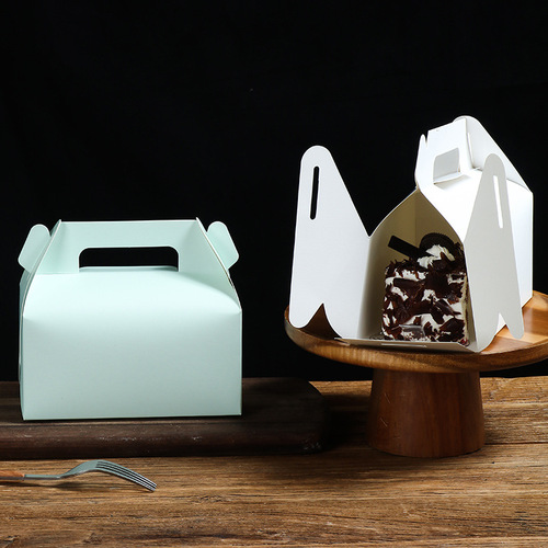 French dessert small cake box portable triangle square mousse pastry box cut cake baking packaging outer box