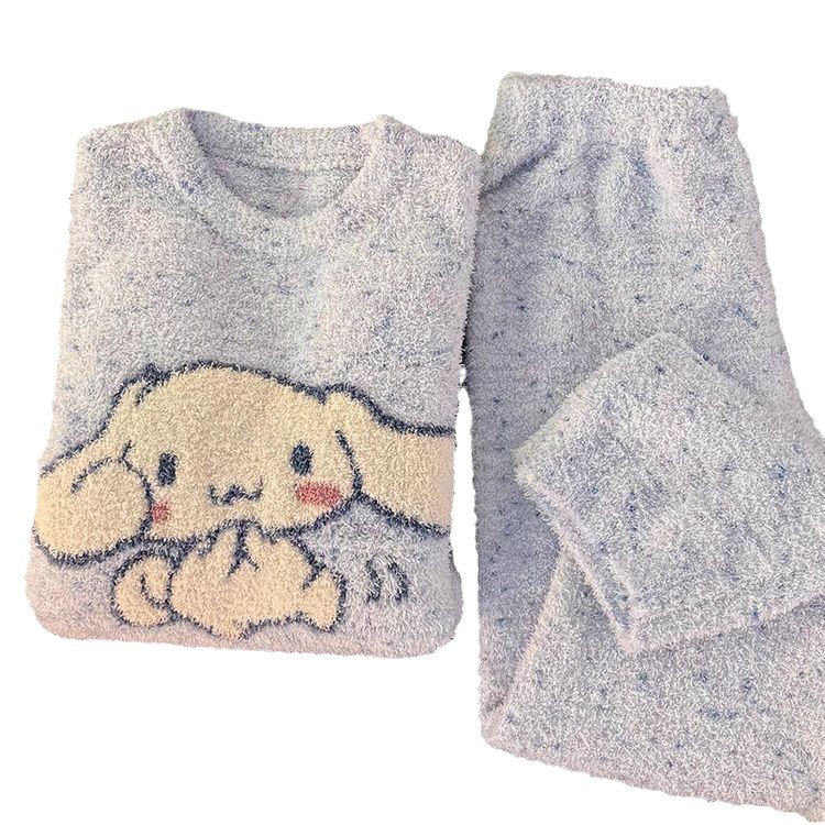 2024 nuevo perro japonés de jade guisante pijama de camello de mitad de invierno mujeres de coral espesar ropa de hogar suave y suave