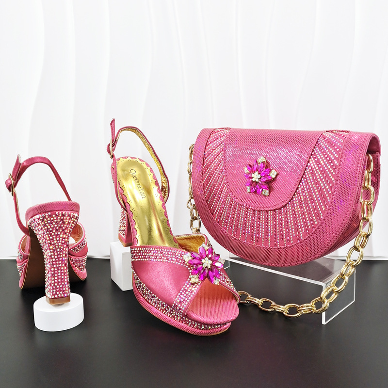 2026 Spring/Summer New Cross-Border Women's High-Heeled Sandals Half-Moon Evening Bag Full Rhinestone Heel Foreign Trade Shoe and Bag Set 2026 Spring/Summer New Cross-Border Women's High-Heeled Sandals Half-Moon Evening Bag Full Rhinestone Heel Foreign Trade Shoe and Bag Set