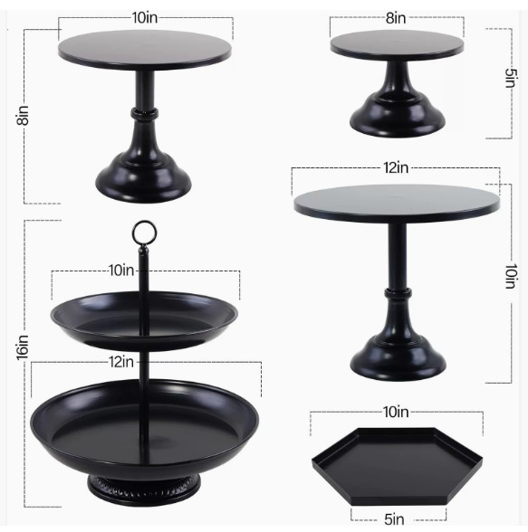 Mesa de postres de boda transfronteriza, decoración, cena fría, pastel de fiesta, estante de exhibición de decoración de tres capas, soporte de pastel de hierro forjado